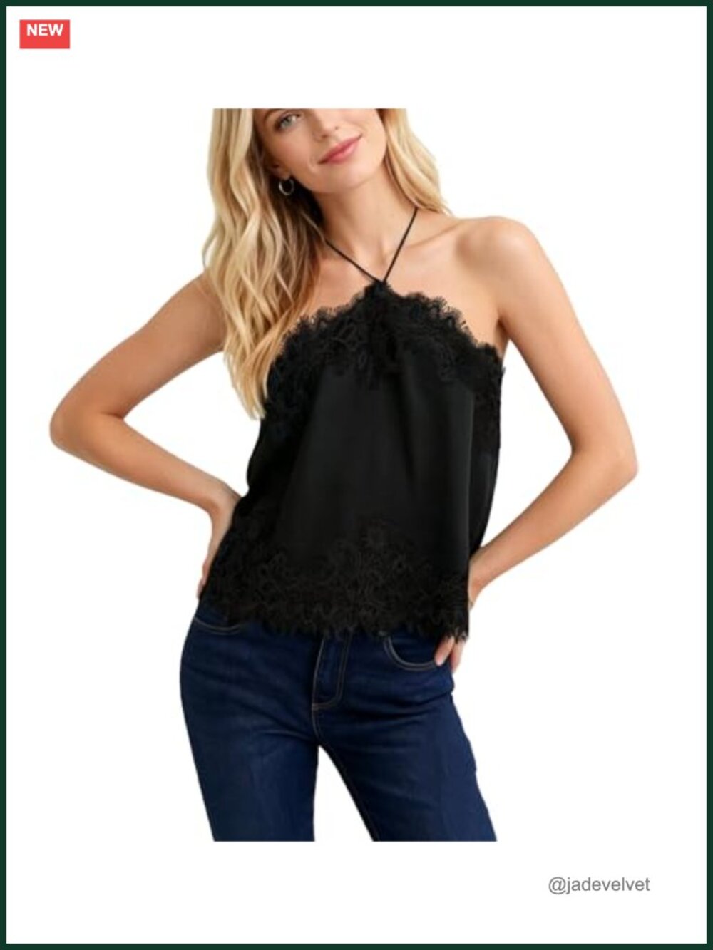 Women's Satin Lace Cami Halter Top Sleeveless Backless